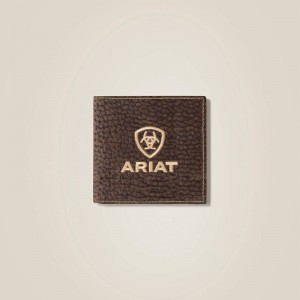 Brown Ariat Pebble Leather Trifold Wallet | 85RNYHUMS