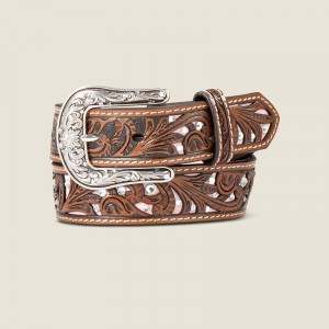 Brown Ariat Tooled Belt | 62JFGDQTW