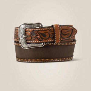 Brown Ariat White Stitch Trim Belt | 43JIEOYAK