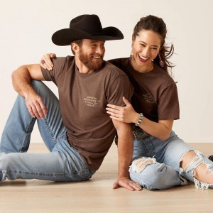 Brown Heather Ariat Sendero Mucho Western T-Shirt | 29QOVGTNF