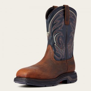 Brown Oiled Rowdy Ariat Workhog Xt Cottonwood Carbon Toe Work Boot | 81IKQUCWY