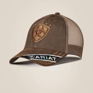 Brown Oilskin Ariat Structured Cap | 41TAVBJOQ