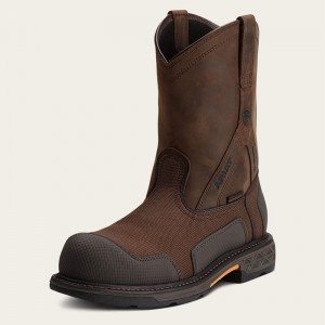 Brown Woven Ariat Overdrive Xtr Waterproof Composite Toe Work Boot | 97VNPAHTS