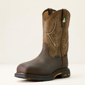 Bruin Brown Ariat Workhog Csa Waterproof Insulated Composite Toe Work Boot | 98IHRWMQC