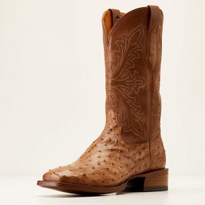 Buckskin Full Quill Ostrich Ariat Bench Made Bassett Western Boot | 28JZXYNKP