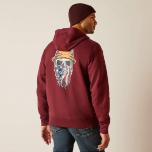 Burgundy Ariat Rebar Born For This Full Zip Hoodie | 63WFBLNEK