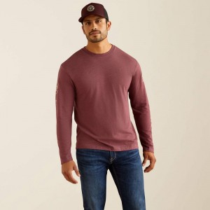 Burgundy Heather Ariat Elevated V2 T-Shirt | 98FZCLYGW