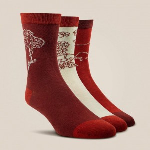 Burnt Brick Toile Ariat Charm Crew Socks | 43FKPGVHI