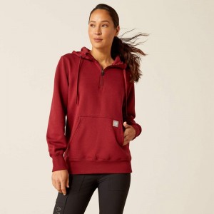 Cabernet Ariat Rebar Skill Set 1/2 Zip Hoodie | 86IFQWHDX