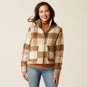 Camel Buffalo Plaid Ariat Marland Jacket | 48WMHIRPQ