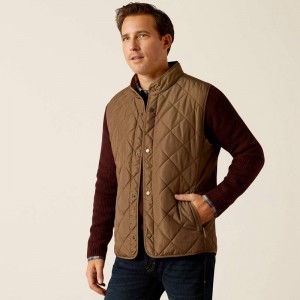 Camel Herringbone Ariat Woodside Vest | 87JVLBMGI