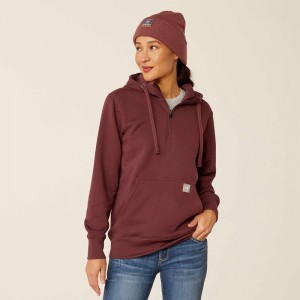 Catawba Grape Ariat Rebar Skill Set 1/2 Zip Hoodie | 74FBRXTMN