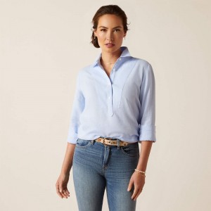 Chambray Blue Ariat Cazadero Blouse | 64NWRCOTI