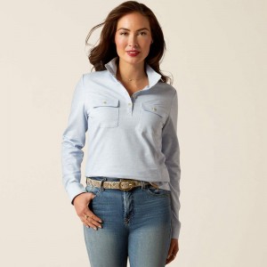 Chambray Blue Heather Ariat Hillcoombe Top | 27IOAXCWR