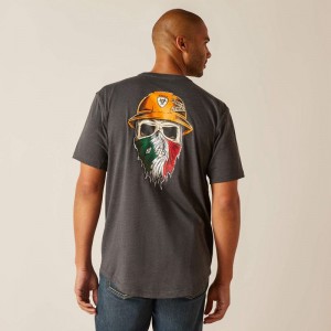 Charcoal/Mexico Ariat Rebar Workman Born For This T-Shirt | 24KENPAZD