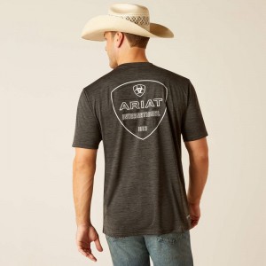 Charcoal Ariat Charger Crestline T-Shirt | 59ZNJFHKE