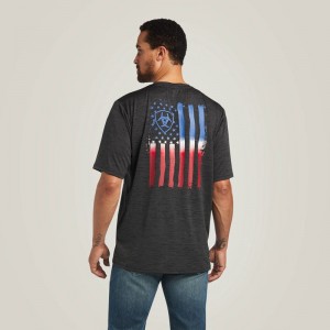 Charcoal Ariat Charger Vertical Flag Tee | 47TMKLVFX