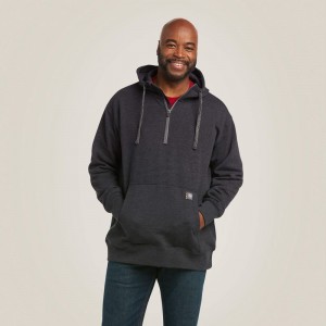 Charcoal Ariat Rebar Workman 1/4 Zip Hoodie | 91QDWFKOZ