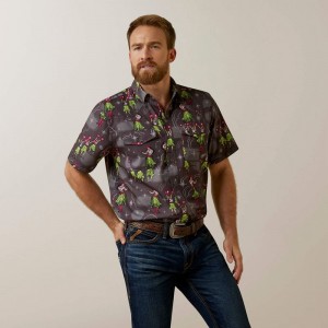 Charcoal Gray Ariat Venttek Western Aloha Fitted Shirt | 04CIERJWT