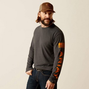 Charcoal Heather Ariat Elevated V2 T-Shirt | 15ZRPBMXS