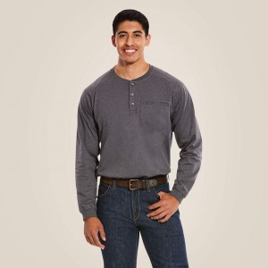 Charcoal Heather Ariat Fr Air Henley | 30NCOQMBV