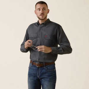 Charcoal Heather Ariat Fr Air Inherent Work Shirt | 58YACTUIO