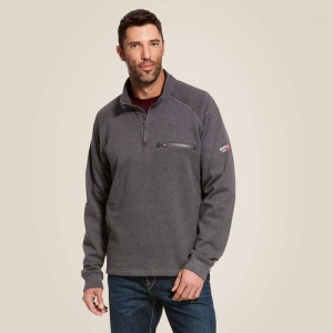 Charcoal Heather Ariat Fr Rev 1/4 Zip Top | 21OULGWIN