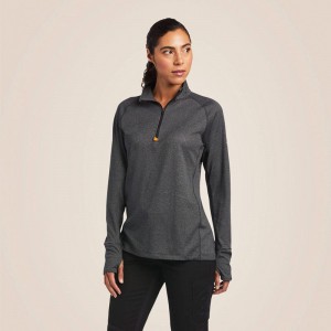 Charcoal Heather Ariat Rebar Polartec Elite ¼ Zip Baselayer | 92IWERPLK