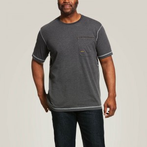 Charcoal Heather Ariat Rebar Workman T-Shirt | 67SEQZAOR