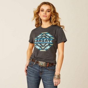 Charcoal Heather Ariat Southwest Classic T-Shirt | 47NTHXDCV