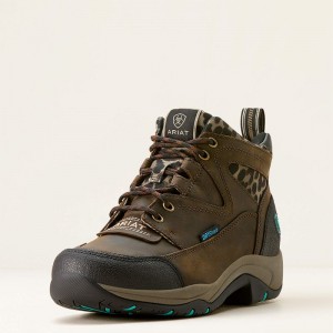 Chocolate/Camo Leopard Ariat Terrain Waterproof Boot | 97XWPEDTB