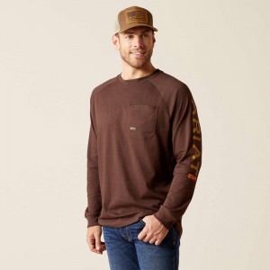 Coffee Bean/Golden Brown Ariat Rebar Cotton Strong Graphic T-Shirt | 35BSHKDOC