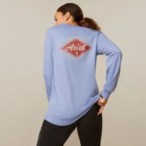 Colony Blue Heather Ariat Rebar Cotton Strong Diamond | 51XDACQYH