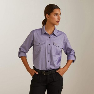 Corsican Blue Heather Ariat Rebar Made Tough Venttek Durastretch Work Shirt | 49LRJDECA