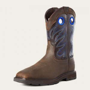 Dark Brown Ariat Groundwork Waterproof Steel Toe Work Boot | 34LTWMNSK