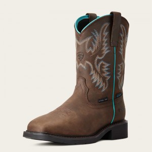 Dark Brown Ariat Krista Waterproof Steel Toe Work Boot | 64XUCFNBA