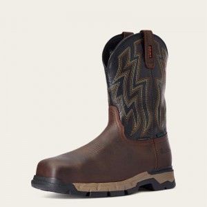 Dark Brown Ariat Rebar Flex Western Waterproof Composite Toe Work Boot | 84AUKWCDI