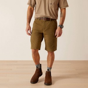 Dark Olive Ariat Rebar Durastretch Made Tough Cargo 11" Short | 67HILKXGE