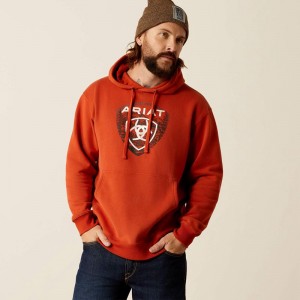 Dark Orange Ariat Forest Badge Hoodie | 23CRISQFM