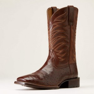 Dark Tabac Smooth Quill Ostric Ariat Badlands Cowboy Boot | 35QYPWHJE