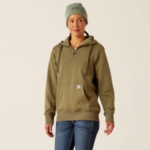 Deep Lichen Heather Ariat Rebar Skill Set 1/2 Zip Hoodie | 97EWMNSQA