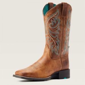 Desert Sand Ariat Round Up Back Zip Western Boot | 36CQBEJGU