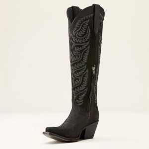 Distressed Black Suede Ariat Laramie Stretchfit Western Boot | 97JGHRZPL