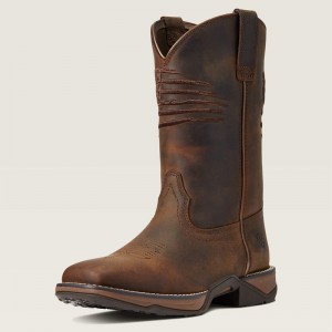 Distressed Brown Ariat Anthem Patriot Western Boot | 90VHPNUMR