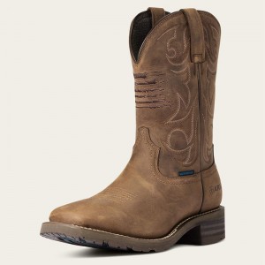 Distressed Brown Ariat Hybrid Patriot Waterproof Western Boot | 28SJVEWGC