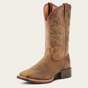 Distressed Brown Ariat Hybrid Rancher Western Boot | 91XYHICDW