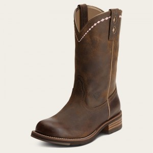 Distressed Brown Ariat Unbridled Roper Western Boot | 98RLOCENV