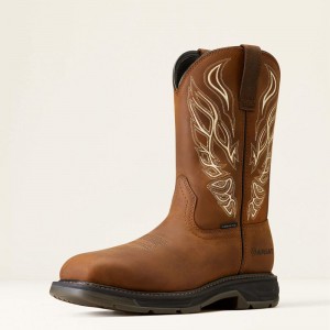 Distressed Brown Ariat Workhog Xt Phoenix Carbon Toe Work Boot | 19NSEOXAY