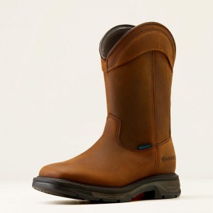 Distressed Brown Ariat Workhog Xt Wellington Waterproof Work Boot | 62DITJHBE