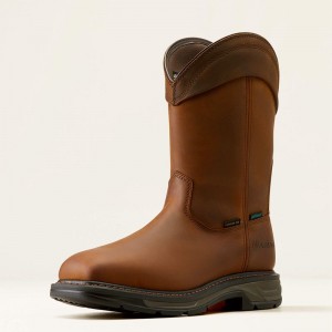 Distressed Brown Ariat Workhog Xt Wellington Waterproof Carbon Toe Work Boot | 28JQPTIBN